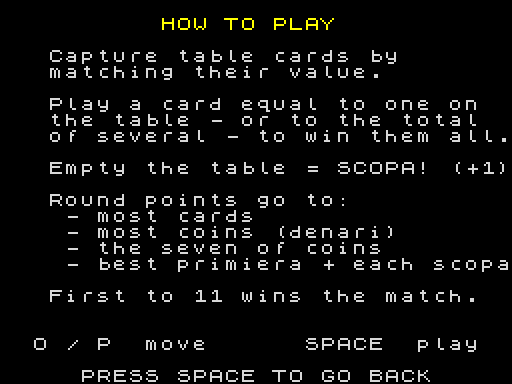 The in-game how-to-play screen