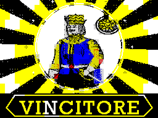 La schermata di vittoria VINCITORE con un effetto dorato raggiante animato